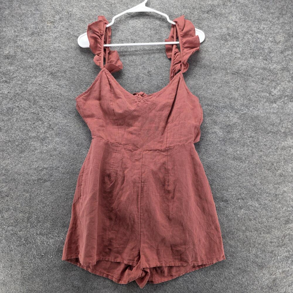 Urban Outfitters Romper Womens Size 6 Pink Ruffle Strap Tie Back Playsuit